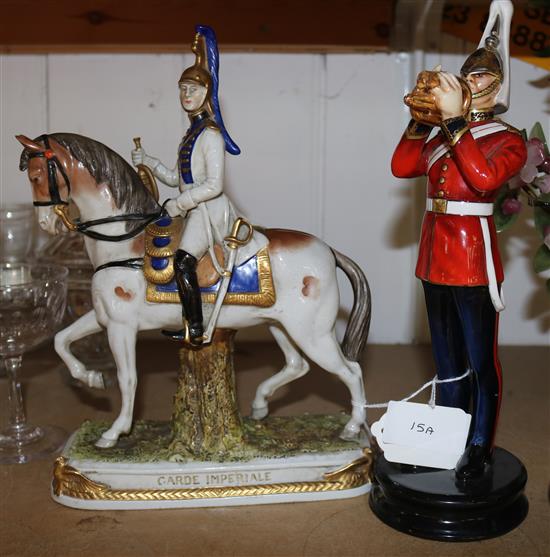 Capo di Monte figure, Garde Imperiale and a figure of a lifeguard (a.f)